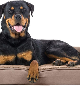 Orthopedic Dog Bed for Large Dogs W/ Removable Bolsters & Washable Cover, for Dogs up to 95 Lbs - Plush & Suede Sofa - Almondine, Jumbo/Xl