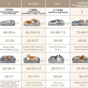 EHEYCIGA Foldable Human Dog Bed for Adult, Orthopedic Memory Foam Dog Bed for Humans, Waterproof Human Dog Bed for People, Faux Fur Human Sized Dog Bed