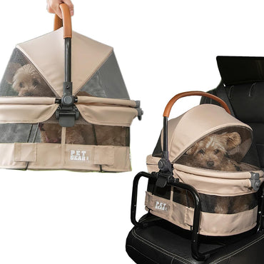 No-Zip View 360 Ultra Lite Pet Safety Carrier & Car Seat for Small Dogs & Cats Push Button Entry, 15