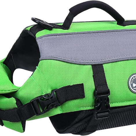 Front Float Dog Life Vest, Dog Life Jacket for Swimming & Boating, Swimming Vest with Chin Float & Handle, Ripstop & Buoyancy for Puppy Doggy, S, Bright Green